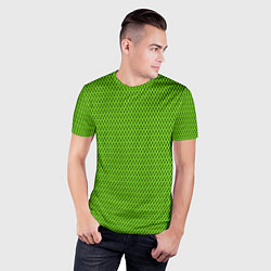 Футболка спортивная мужская Кислотный зелёный имитация сетки, цвет: 3D-принт — фото 2