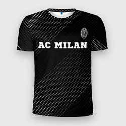 Футболка спортивная мужская AC Milan sport на темном фоне посередине, цвет: 3D-принт