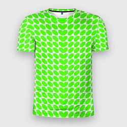 Мужская спорт-футболка Зелёные лепестки шестиугольники