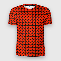 Футболка спортивная мужская Красные лепестки шестиугольники, цвет: 3D-принт