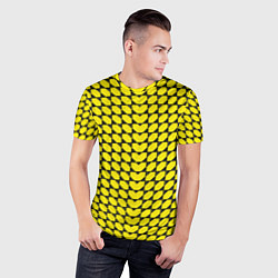 Футболка спортивная мужская Жёлтые лепестки шестиугольники, цвет: 3D-принт — фото 2