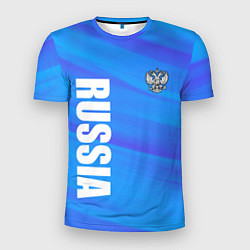 Мужская спорт-футболка Россия - синие волны