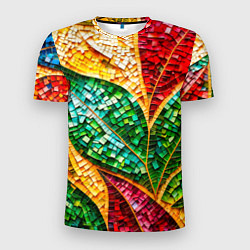 Мужская спорт-футболка Яркая мозаика с разноцветным абстрактным узором и