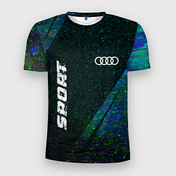 Мужская спорт-футболка Audi sport glitch blue