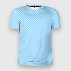 Футболка спортивная мужская Светлый голубой паттерн мелкая шахматка, цвет: 3D-принт