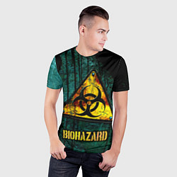 Футболка спортивная мужская Biohazard yellow sign, цвет: 3D-принт — фото 2
