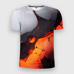 Мужская спорт-футболка Объемная плита с красной лавой иллюстрация