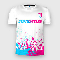 Футболка спортивная мужская Juventus neon gradient style посередине, цвет: 3D-принт