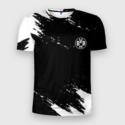 Футболка спортивная мужская Borussia краски чёрно белый, цвет: 3D-принт