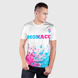 Футболка спортивная мужская Monaco neon gradient style посередине, цвет: 3D-принт — фото 2