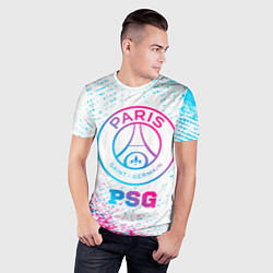 Футболка спортивная мужская PSG neon gradient style, цвет: 3D-принт — фото 2