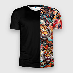 Мужская спорт-футболка Тату ирезуми дракона тигр лис и самурай