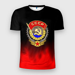 Футболка спортивная мужская СССР патриотический значок с серпом, цвет: 3D-принт