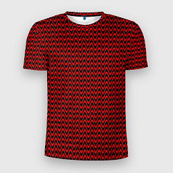 Мужская спорт-футболка Красно-чёрный волнистые линии