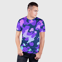 Футболка спортивная мужская Паттерн с розовыми фиолетовыми и голубыми пятнами, цвет: 3D-принт — фото 2