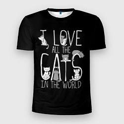 Футболка спортивная мужская Я люблю всех котов в мире, цвет: 3D-принт