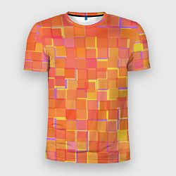 Мужская спорт-футболка Россыпь оранжевых квадратов