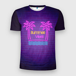 Футболка спортивная мужская Неоновые пальмы summer vibes, цвет: 3D-принт