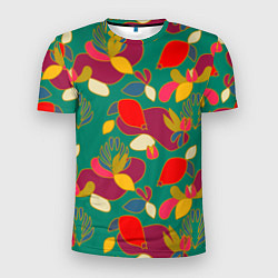Мужская спорт-футболка Ягодно-цветочная абстракция