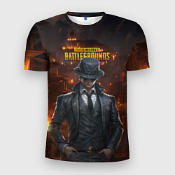 Футболка спортивная мужская PUBG персонаж - город в огне, цвет: 3D-принт