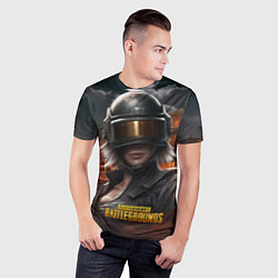 Футболка спортивная мужская PUBG девушка в шлеме, цвет: 3D-принт — фото 2