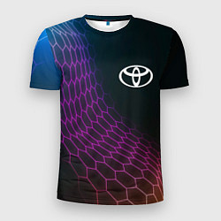 Футболка спортивная мужская Toyota neon hexagon, цвет: 3D-принт