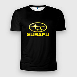 Футболка спортивная мужская Subaru logo yellow, цвет: 3D-принт