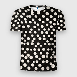 Мужская спорт-футболка Черный фон с белыми кружками