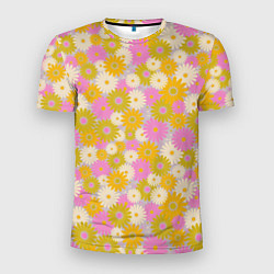 Мужская спорт-футболка Разноцветный цветочный паттерн