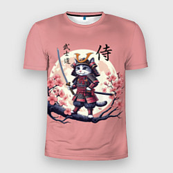 Футболка спортивная мужская Kitten samurai - bushido ai art, цвет: 3D-принт