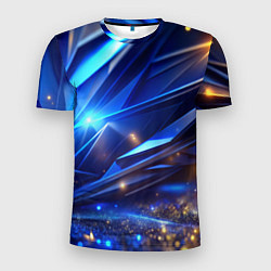 Мужская спорт-футболка Синие плиты и блестки абстракции