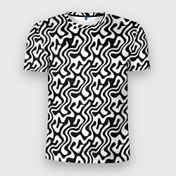 Мужская спорт-футболка Черно-белый узор с абстрактными линиями