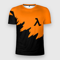 Мужская спорт-футболка Half life чёрно оранжевый