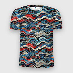 Мужская спорт-футболка Разноцветные абстрактные волны