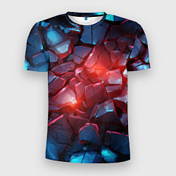 Мужская спорт-футболка Синие камни с красным светом