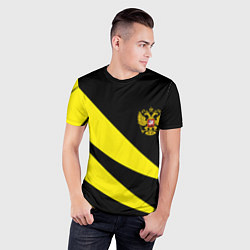 Футболка спортивная мужская Россия текстура жёлтый, цвет: 3D-принт — фото 2