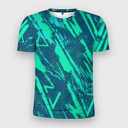 Мужская спорт-футболка Абстракция геометрический светло зеленый паттерн