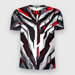Мужская спорт-футболка Хаотичная красно-белая абстракция