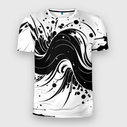 Мужская спорт-футболка Чёрно-белая абстракция нейросеть