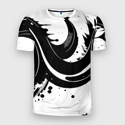 Мужская спорт-футболка Чёрно-белая экспрессивная абстракция