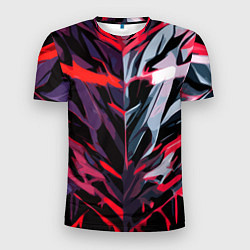 Мужская спорт-футболка Хаотичная чёрно-красная абстракция