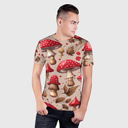 Футболка спортивная мужская Грибные шляпки мухоморов, цвет: 3D-принт — фото 2