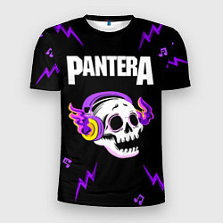 Футболка спортивная мужская Pantera неоновый череп, цвет: 3D-принт
