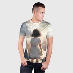 Футболка спортивная мужская Аниме девушка в белом платье, цвет: 3D-принт — фото 2