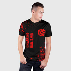 Футболка спортивная мужская Breaking Benjamin - red gradient вертикально, цвет: 3D-принт — фото 2