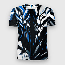 Мужская спорт-футболка White and blue abstraction on a black background