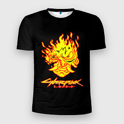 Мужская спорт-футболка Cyberpunk 2077 fire logo