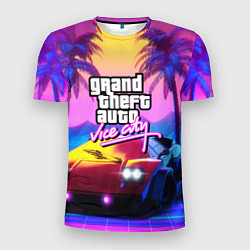 Мужская спорт-футболка Vice city retro wave Lambo