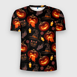 Мужская спорт-футболка Хэллоуин цветной паттерн