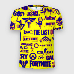 Футболка спортивная мужская Логотипы игр на жёлтом, цвет: 3D-принт
